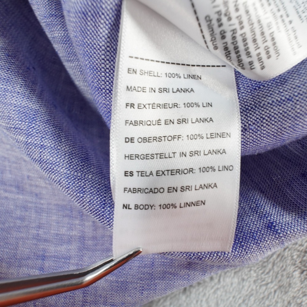 Untuckit Linen Button Up Shirt Large Slim Fit Blue Wrinkle Resistant Long Sleeve - Picture 9 of 13